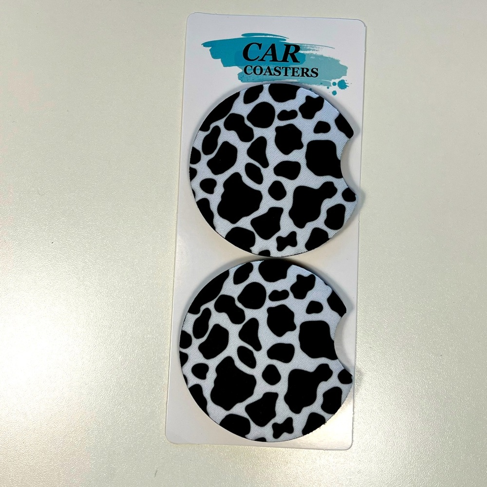 Cow Print Car Coasters